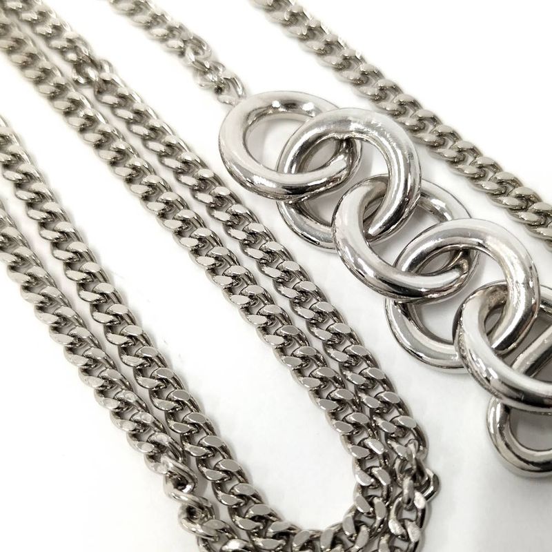 Chanel Necklace Logo CC Silver Plated