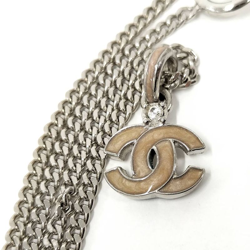 Chanel Necklace Logo CC Silver Plated