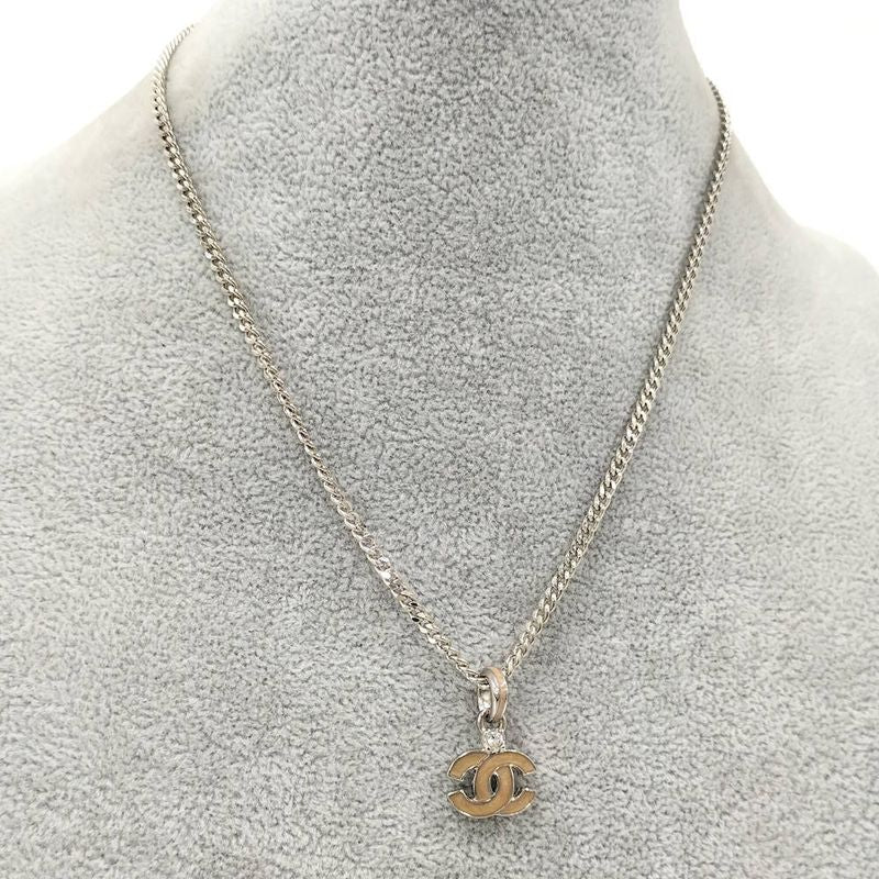 Chanel Necklace Logo CC Silver Plated