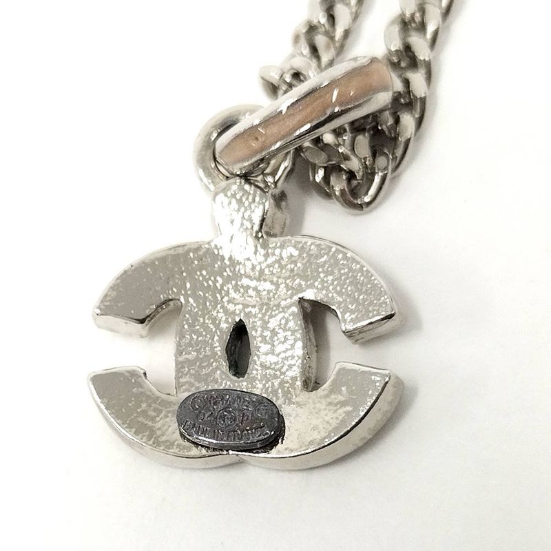 Chanel Necklace Logo CC Silver Plated