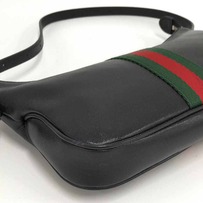 Gucci Lunetta Small Cross Sherry Line Leather Black Shoulder Bag