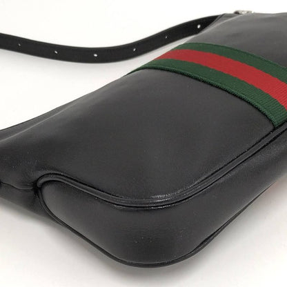 Gucci Lunetta Small Cross Sherry Line Leather Black Shoulder Bag