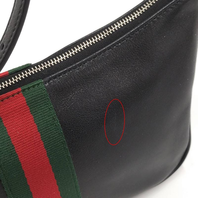 Gucci Lunetta Small Cross Sherry Line Leather Black Shoulder Bag