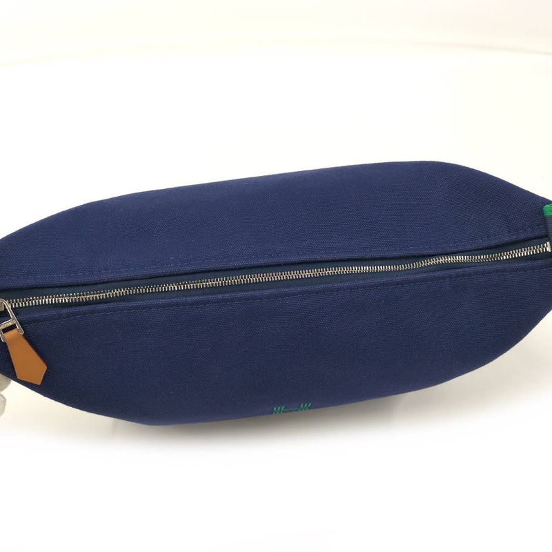 Hermes Brid-a-brac PM Handbag Pouch Canvas Marine Navy