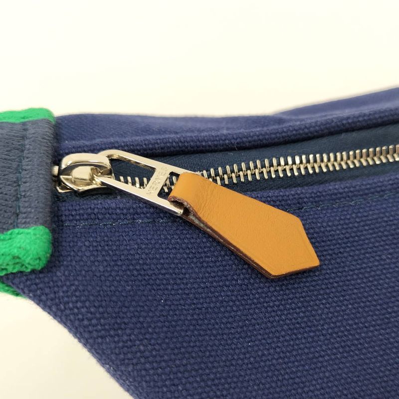 Hermes Brid-a-brac PM Handbag Pouch Canvas Marine Navy