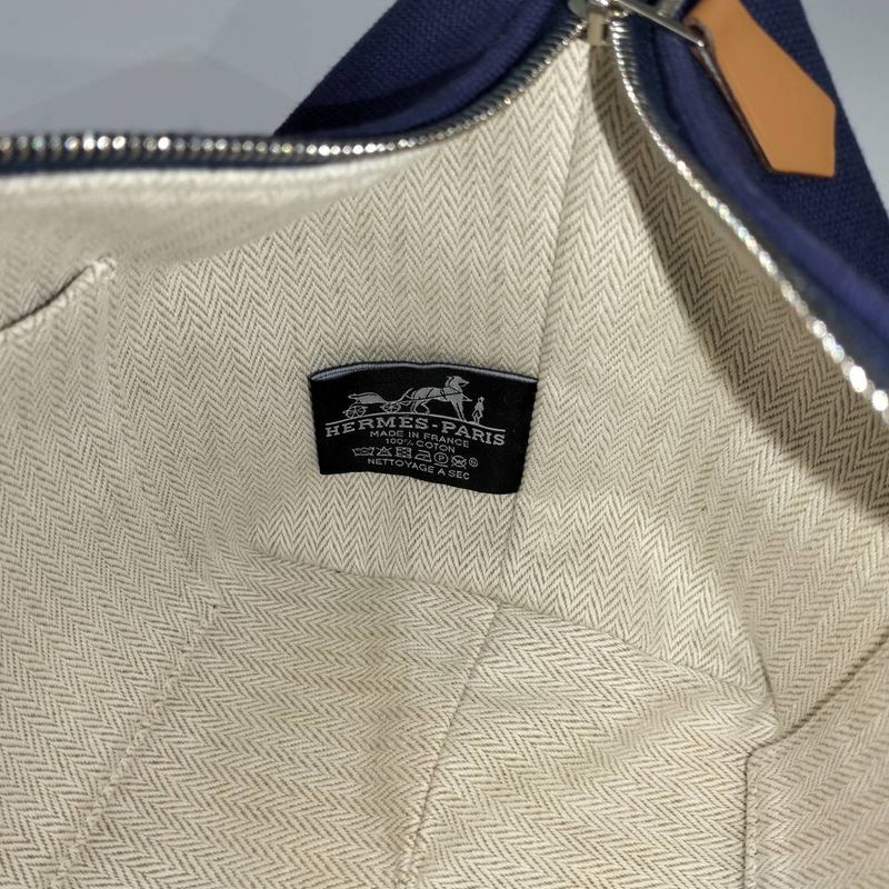 Hermes Brid-a-brac PM Handbag Pouch Canvas Marine Navy