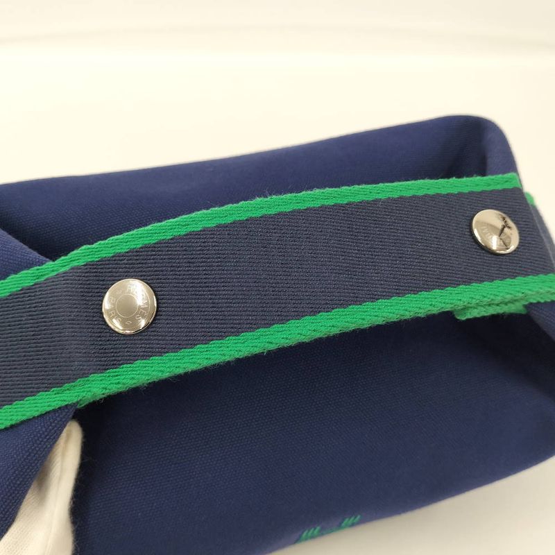 Hermes Brid-a-brac PM Handbag Pouch Canvas Marine Navy
