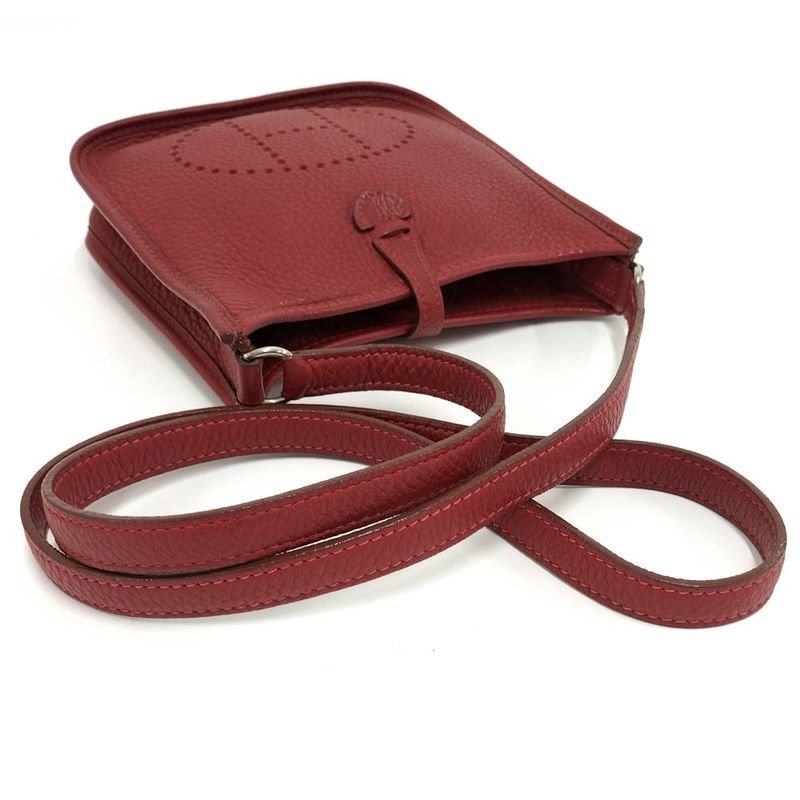 Hermes Shoulder Bag Evelyne TPM Red Leather