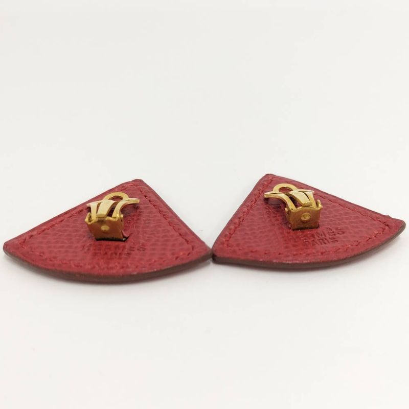Hermes Earrings Triangle Leather Gold