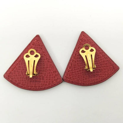 Hermes Earrings Triangle Leather Gold