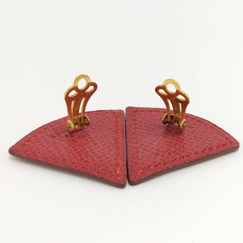 Hermes Earrings Triangle Leather Gold