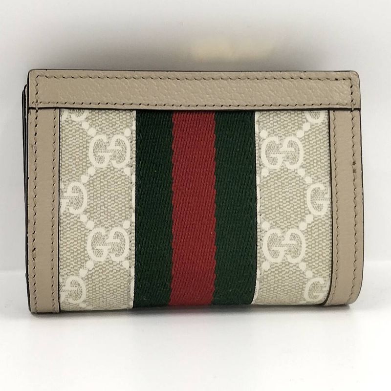 Gucci Bifold Wallet Ophidia GG Compact Supreme Leather Beige Brown