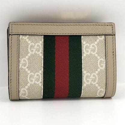 Gucci Bifold Wallet Ophidia GG Compact Supreme Leather Beige Brown