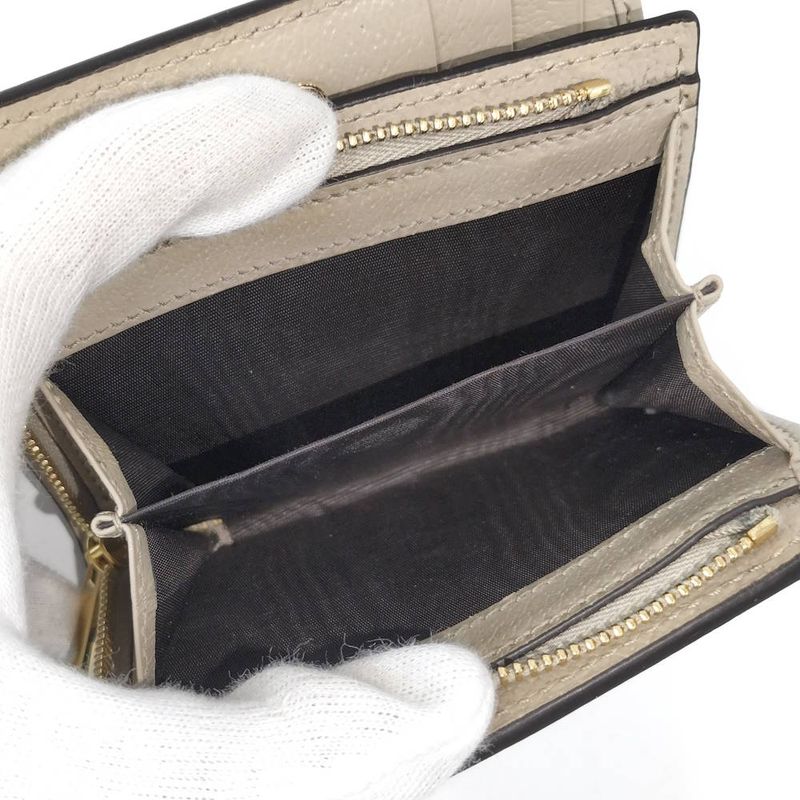 Gucci Bifold Wallet Ophidia GG Compact Supreme Leather Beige Brown