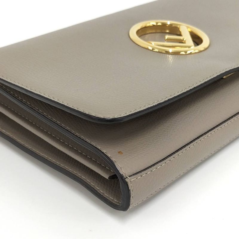 Fendi Chain Wallet F's Leather Grey