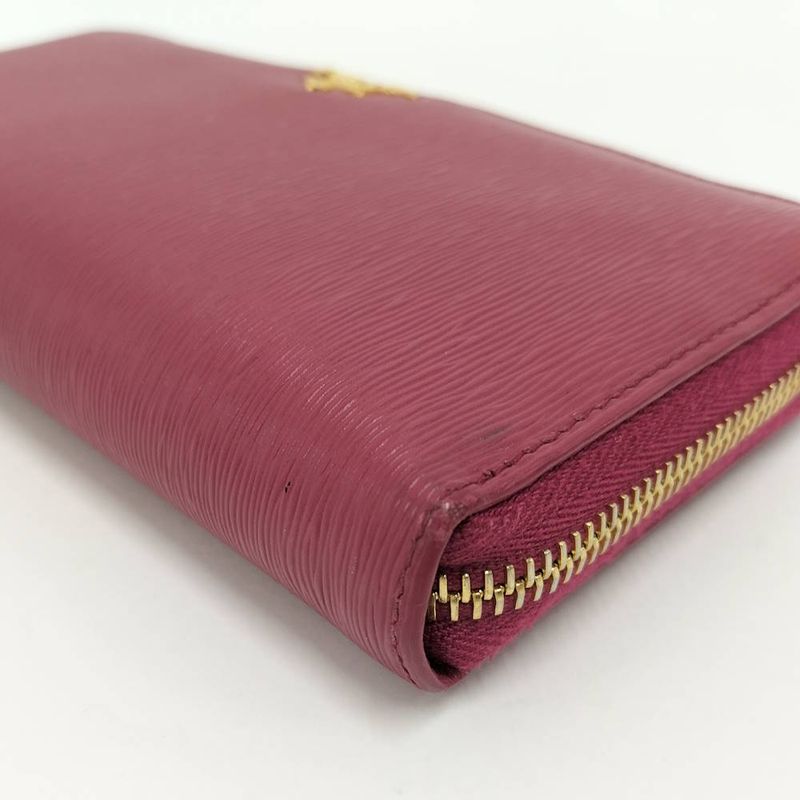 Prada Vitterom Blue Zip Around Wallet Pink