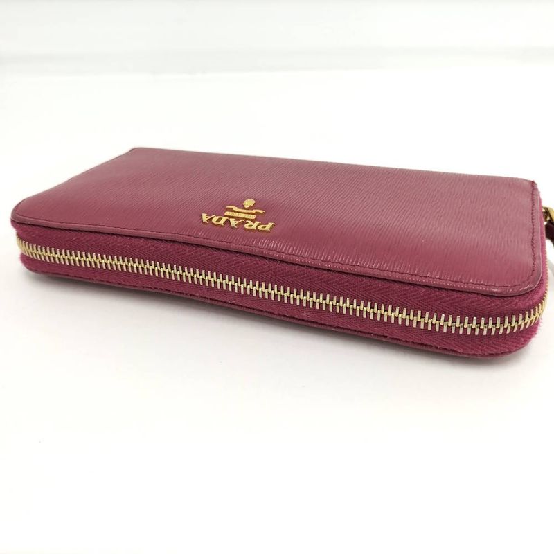 Prada Vitterom Blue Zip Around Wallet Pink