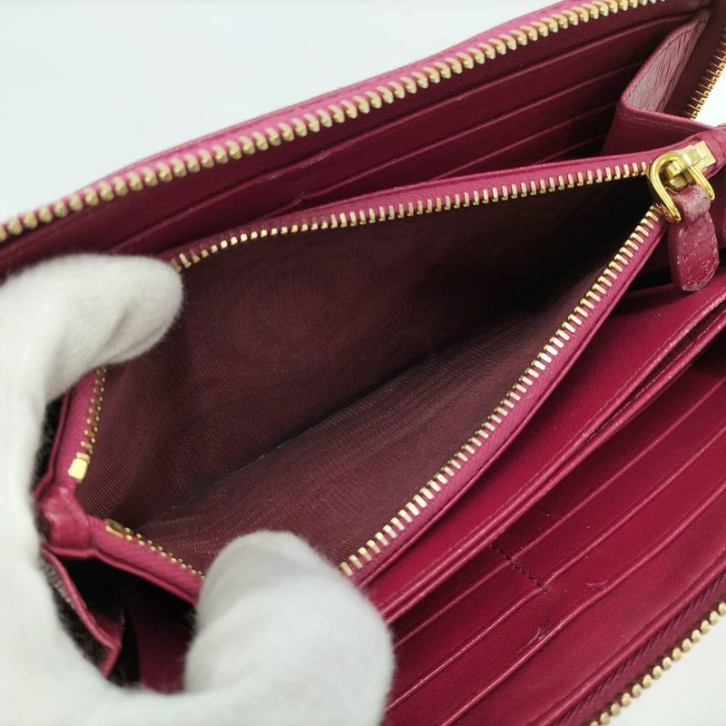 Prada Vitterom Blue Zip Around Wallet Pink