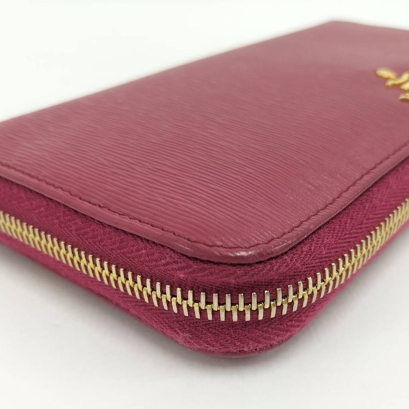 Prada Vitterom Blue Zip Around Wallet Pink
