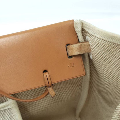 Hermes Herbag Cabas GM Leather Canvas Natural Handbag