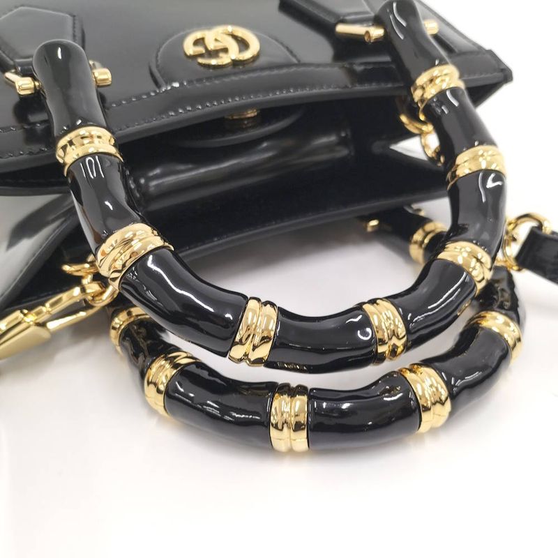 Gucci Diana Small Tote 2-Way Shoulder Bag Leather Black
