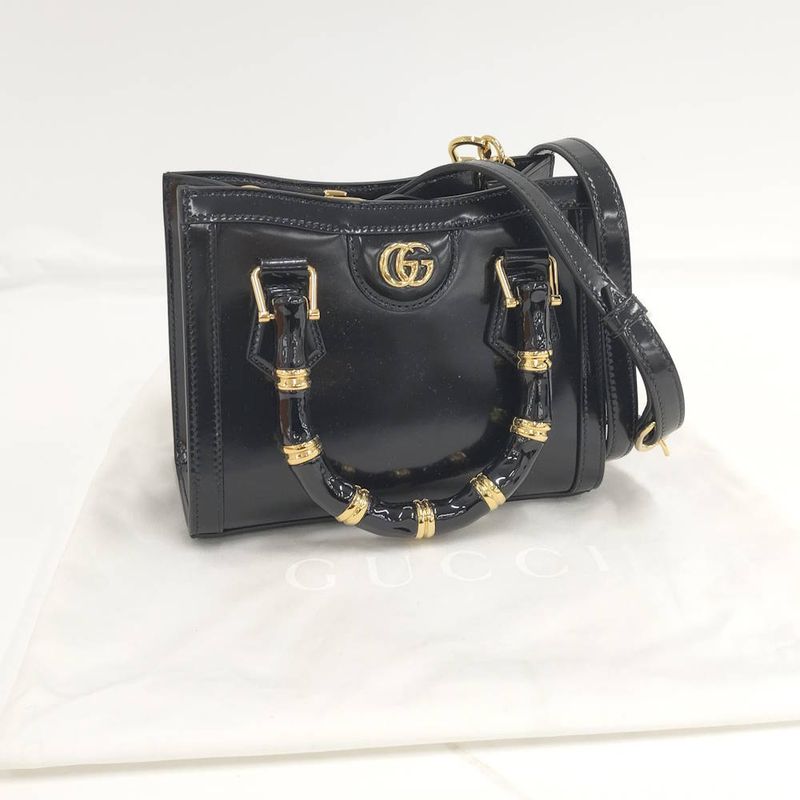 Gucci Diana Small Tote 2-Way Shoulder Bag Leather Black