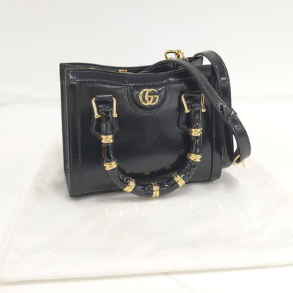 Gucci Diana Small Tote 2-Way Shoulder Bag Leather Black