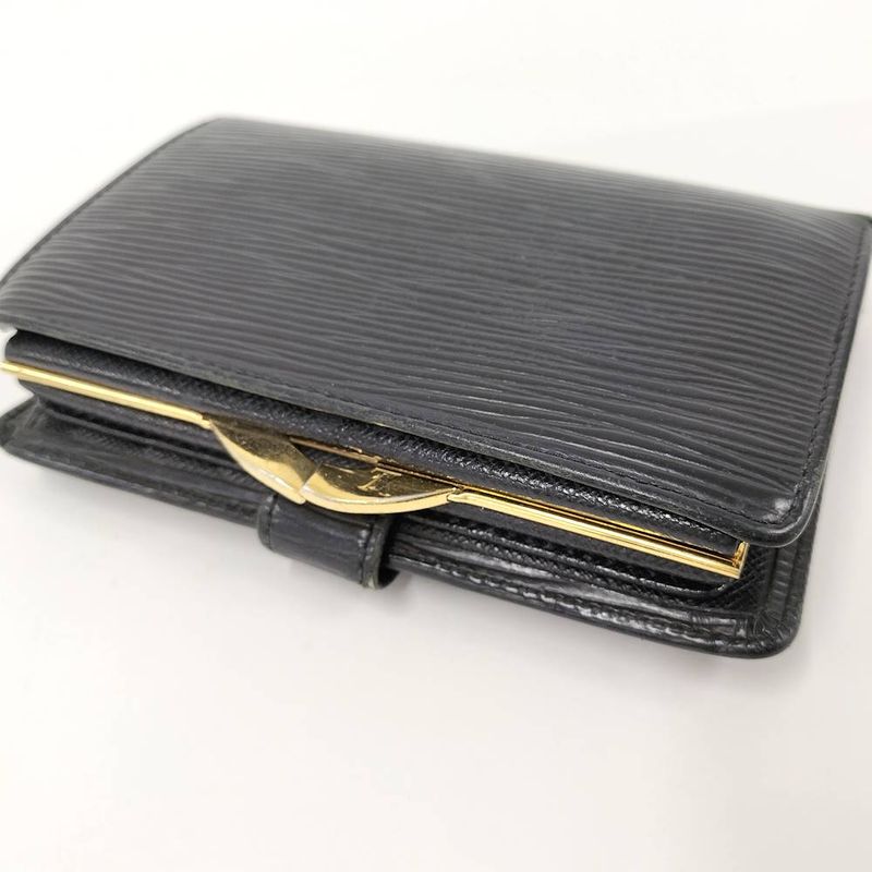 Louis Vuitton Portefeuille Viennois Clasp Bifold Wallet Epi Noir Black
