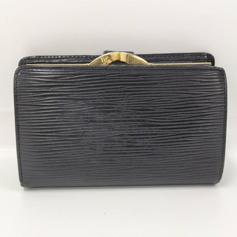 Louis Vuitton Portefeuille Viennois Clasp Bifold Wallet Epi Noir Black