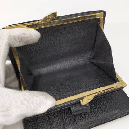 Louis Vuitton Portefeuille Viennois Clasp Bifold Wallet Epi Noir Black