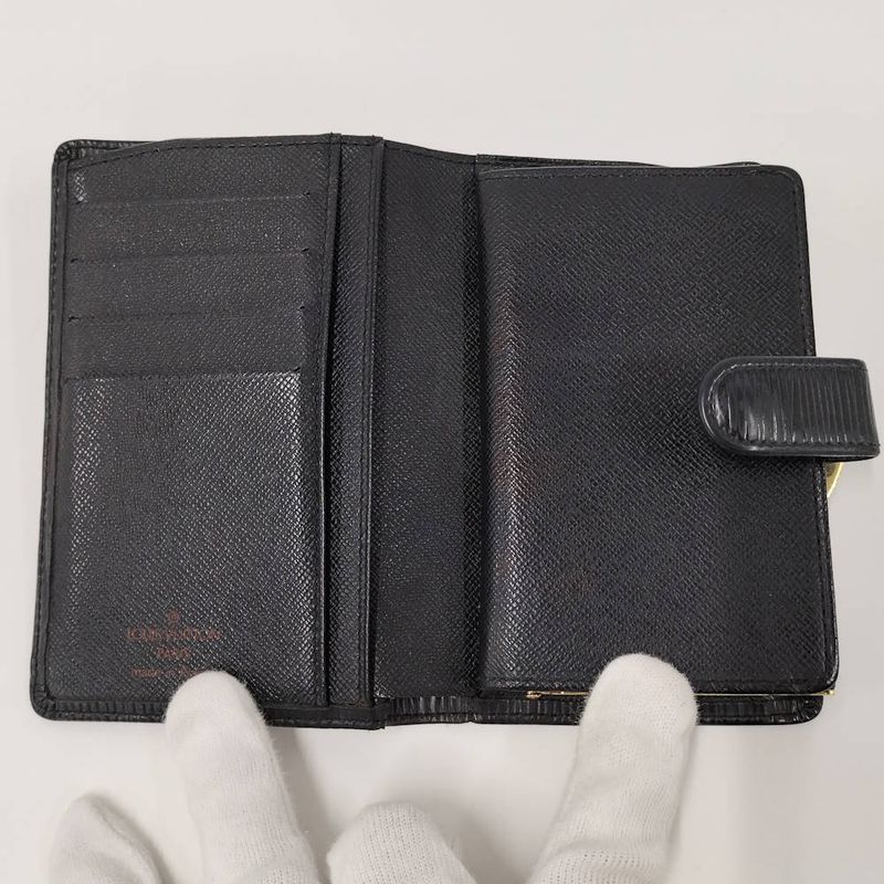 Louis Vuitton Portefeuille Viennois Clasp Bifold Wallet Epi Noir Black