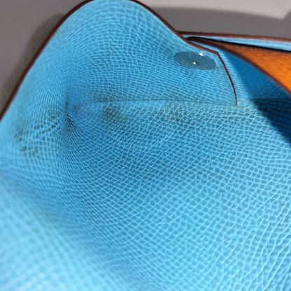 Hermes Calvi Verso Bifold Card Case Leather Orange