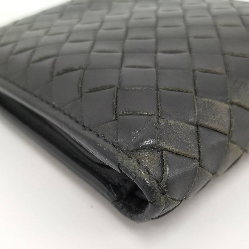 Bottega Veneta Bifold Wallet Intrecciato Leather Gray
