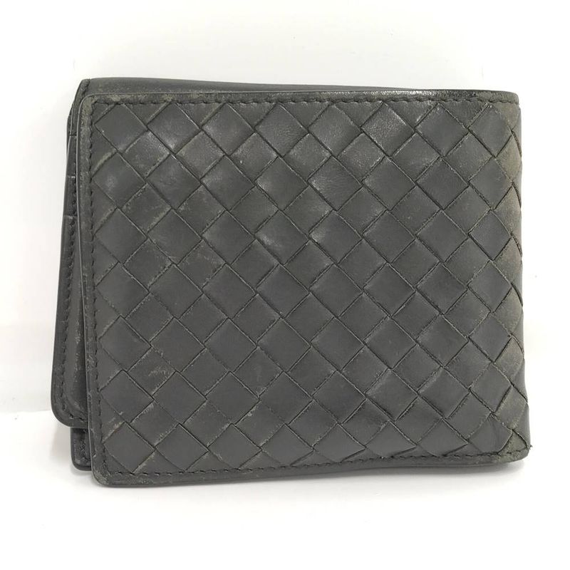 Bottega Veneta Bifold Wallet Intrecciato Leather Gray