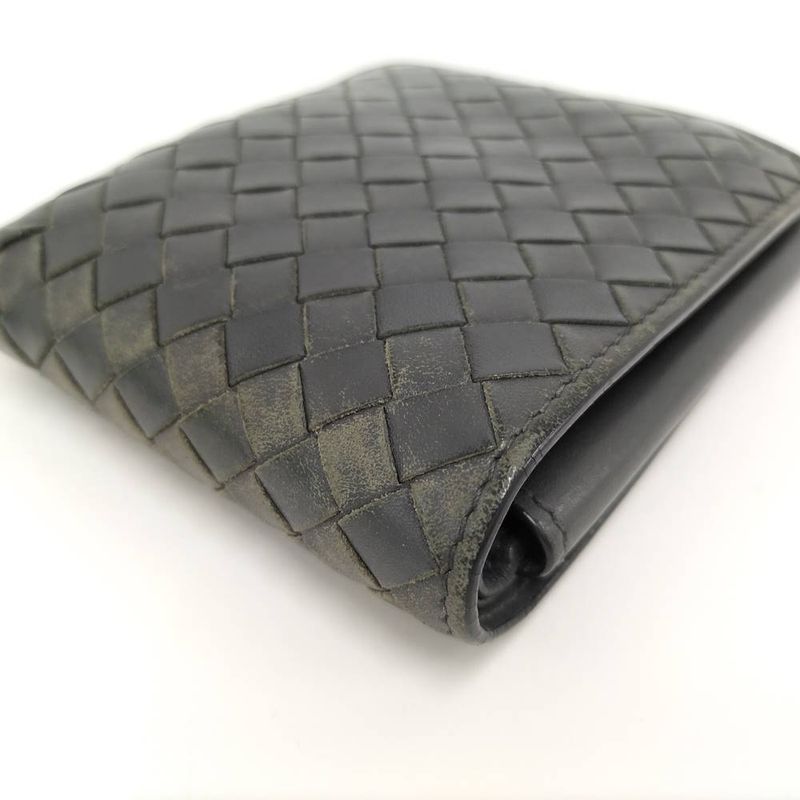 Bottega Veneta Bifold Wallet Intrecciato Leather Gray
