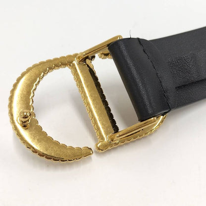 Dior Belt Logo Line Stone Leather Black List 75