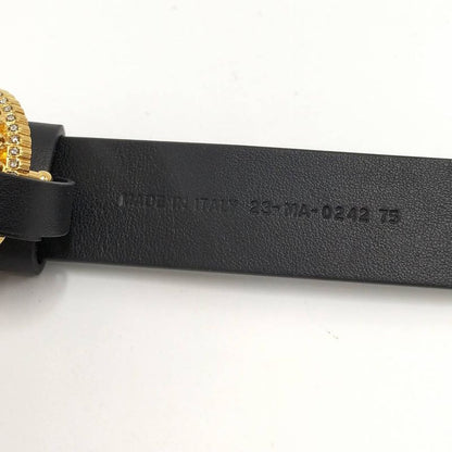 Dior Belt Logo Line Stone Leather Black List 75