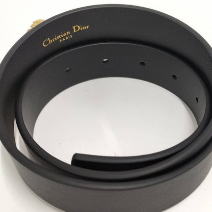 Dior Belt Logo Line Stone Leather Black List 75