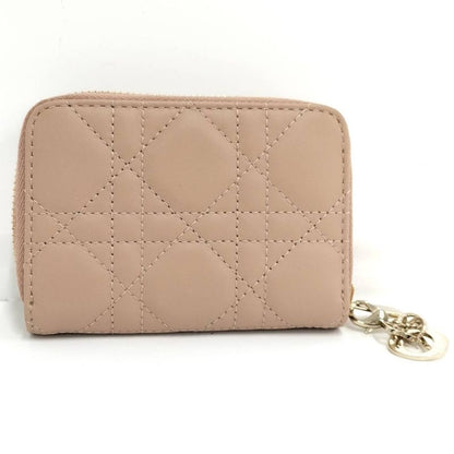 Dior Lady Mini Wallet Cannage Beige Pink