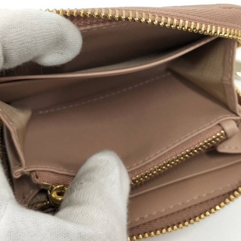 Dior Lady Mini Wallet Cannage Beige Pink