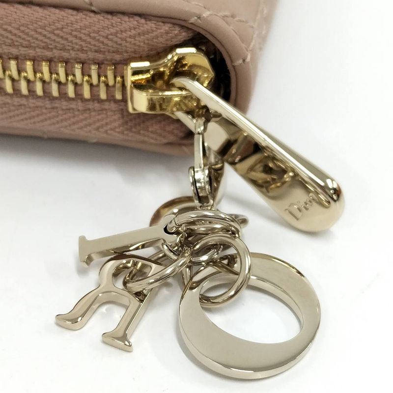 Dior Lady Mini Wallet Cannage Beige Pink