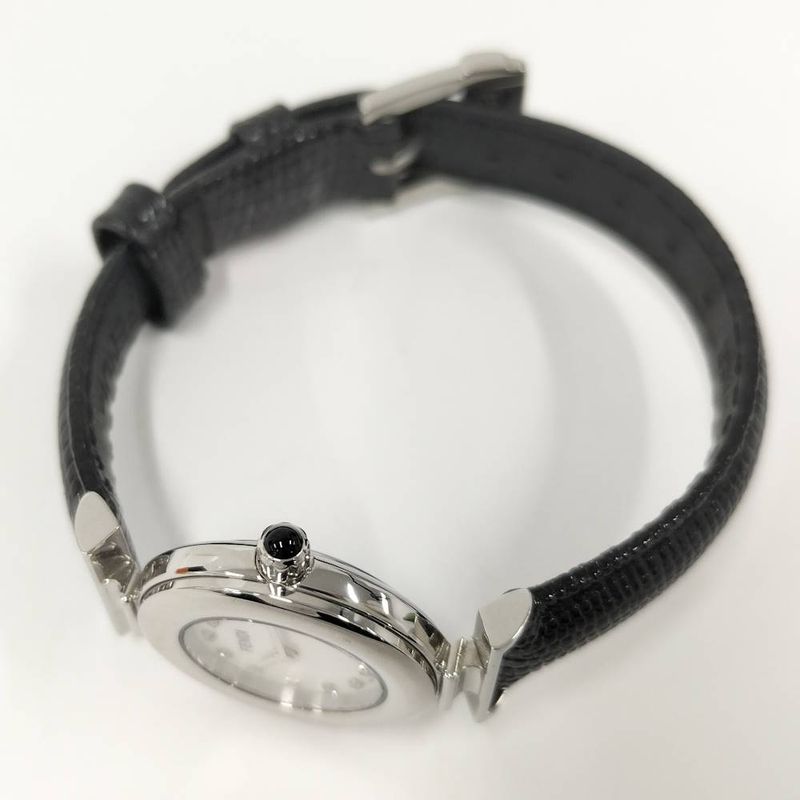 Fendi Watch Quartz Black Leather White Shell Dial