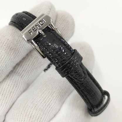 Fendi Watch Quartz Black Leather White Shell Dial