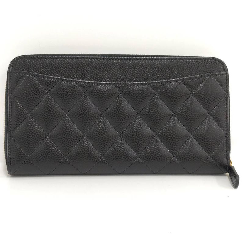 Chanel Zip Around Wallet Caviar Leather Black