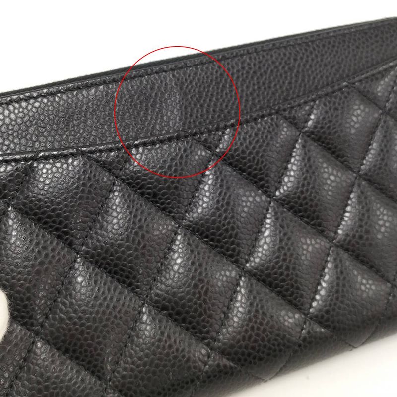 Chanel Zip Around Wallet Caviar Leather Black