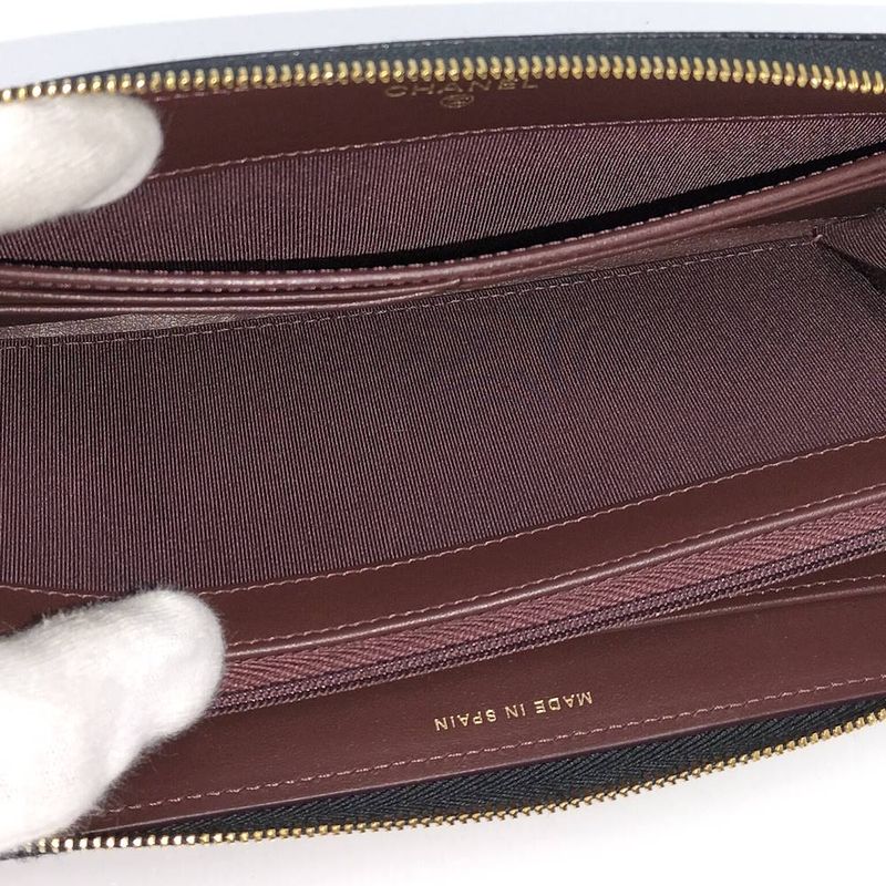 Chanel Zip Around Wallet Caviar Leather Black