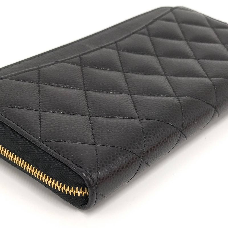 Chanel Zip Around Wallet Caviar Leather Black