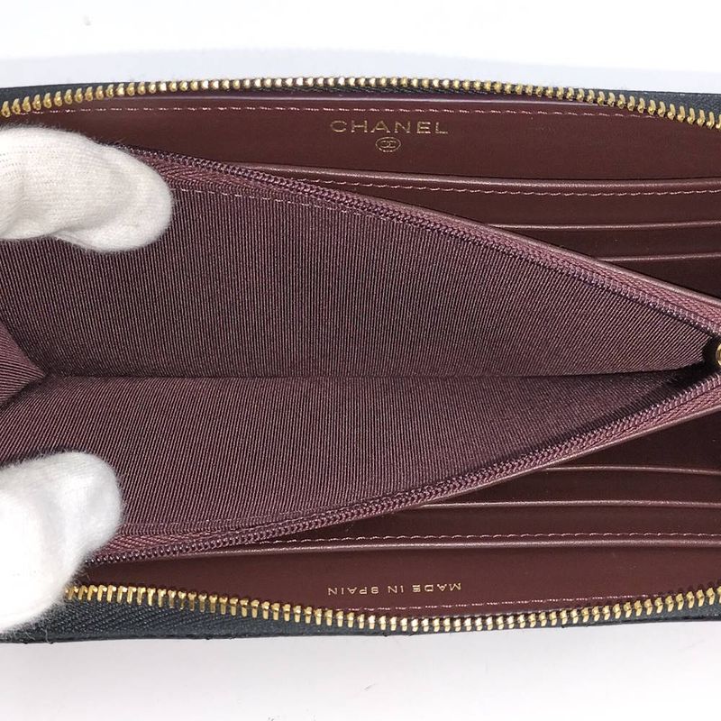 Chanel Zip Around Wallet Caviar Leather Black