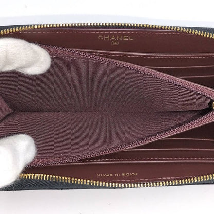 Chanel Zip Around Wallet Caviar Leather Black
