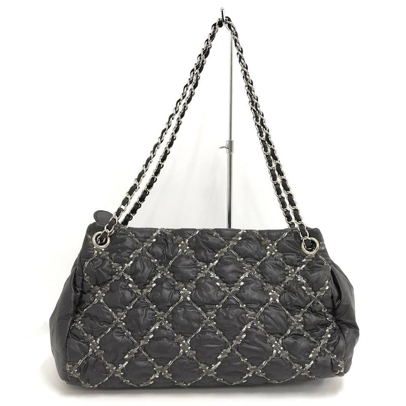 Chanel Chain Shoulder Bag Paris Bizan Quilted Nylon Black